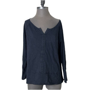 Soft Surroundings Long Sleeve Black Blouse Silver Clasp Closure Petite Large